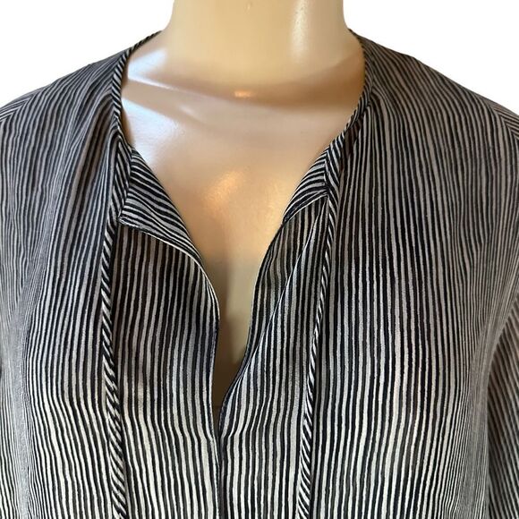 Shamask Silk Long Sleeve striped lined tunic Blouse size 10 - Picture 3 of 11